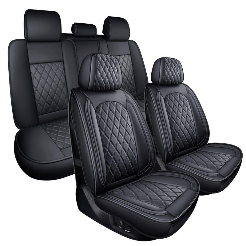 MIROZO Seat Covers Full Set,Car Seat Covers Black Car Seat Protector Waterproof Automotive Seat Covers fFront and Back Fit for Most Sedan, Truck and SUV for Elantra Sonata CRV Accord Chevy Equinox - Image 1