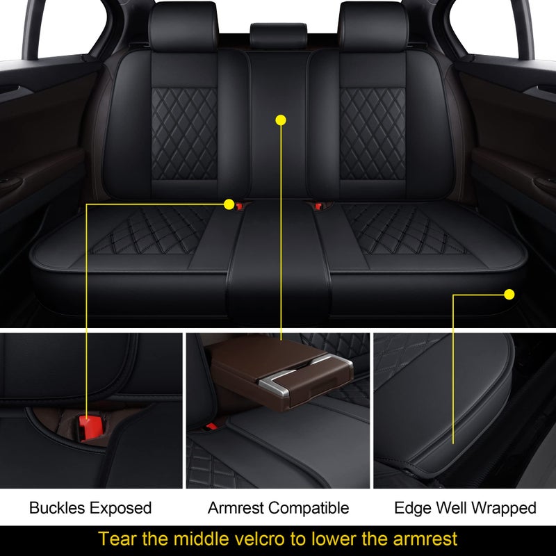 MIROZO Seat Covers Full Set,Car Seat Covers Black Car Seat Protector Waterproof Automotive Seat Covers fFront and Back Fit for Most Sedan, Truck and SUV for Elantra Sonata CRV Accord Chevy Equinox - Image 4