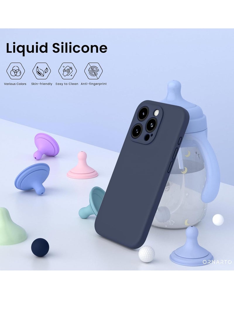 ELTRAZONE Compatible with iPhone 15 Pro Max Case Shockproof with 2pcs Screen Protectors, Waterproof Liquid Silicone Rubber Full Cover Protective Case for iPhone 15 Pro Max 6.7 inch-Navy Blue - Image 2