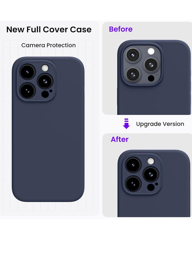 ELTRAZONE Compatible with iPhone 15 Pro Max Case Shockproof with 2pcs Screen Protectors, Waterproof Liquid Silicone Rubber Full Cover Protective Case for iPhone 15 Pro Max 6.7 inch-Navy Blue - Image 3