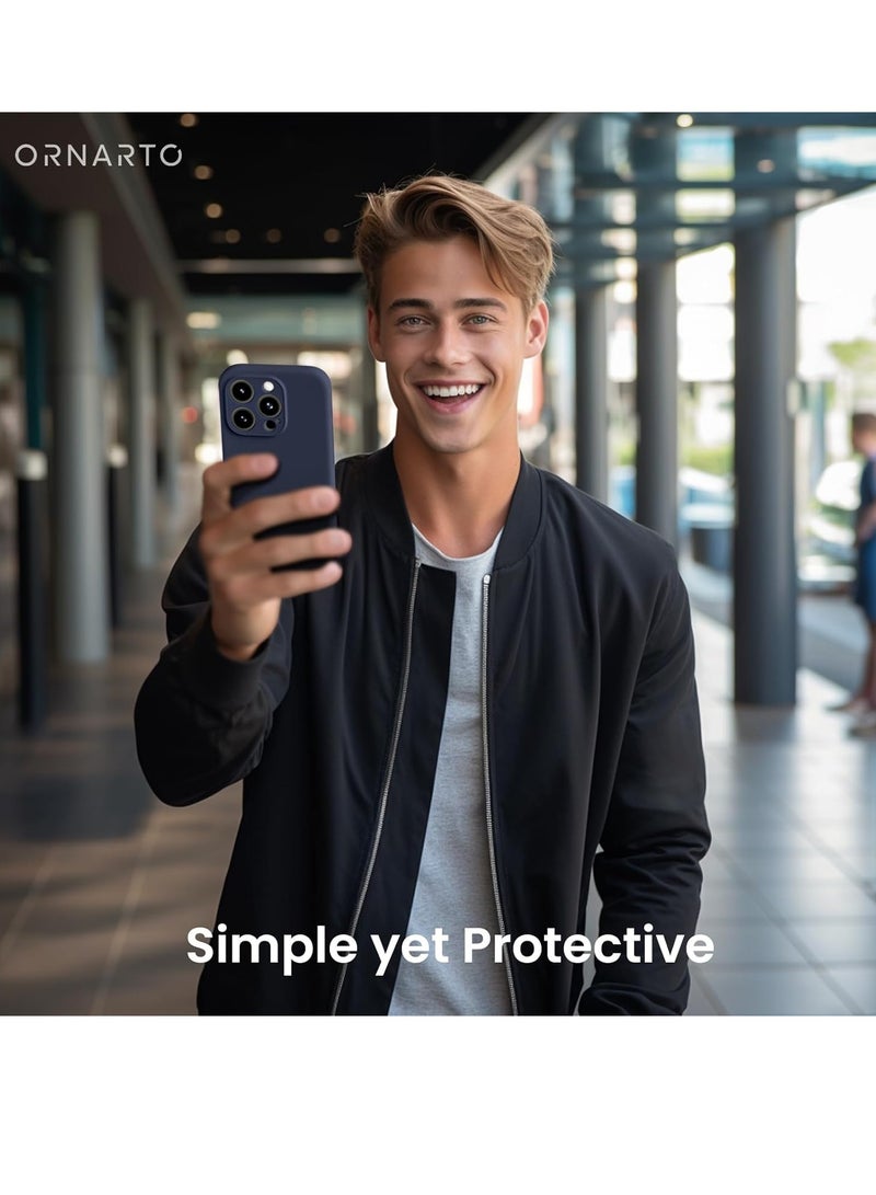 ELTRAZONE Compatible with iPhone 15 Pro Max Case Shockproof with 2pcs Screen Protectors, Waterproof Liquid Silicone Rubber Full Cover Protective Case for iPhone 15 Pro Max 6.7 inch-Navy Blue - Image 5