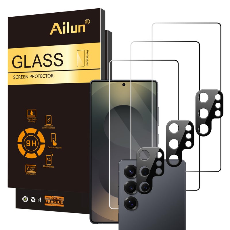 Ailun Glass Screen Protector for Galaxy S25 Ultra [6.9 Inch] 3Pack + 3Pack Camera Lens Tempered Glass Fingerprint Unlock 0.25mm Ultra Clear Anti-Scratch Case Friendly [Not For S25/S25 Plus/S25 Edge] - Image 1