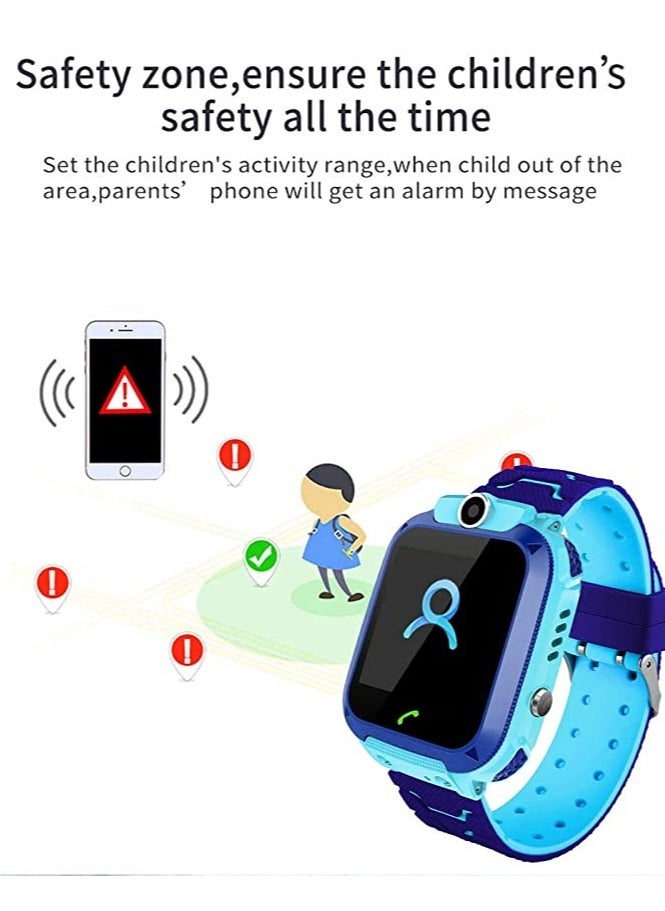 Waterproof Touching Screen Intelligent Smart Watch With SOS Call Voice Chat Alarm Clock Compatible For Android and iOS Phone Blue
