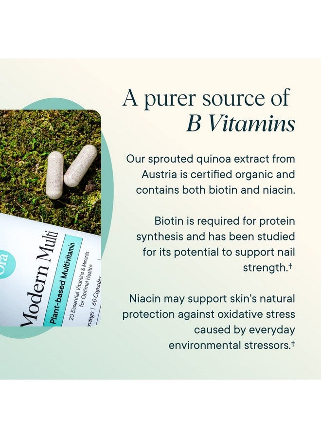 Ora Organic Plant Based Multivitamin for Women and Men, Bluelight Protection - Brain, Eye, Energy, Immune, Skin, Hair, Heart, and Bone Health Support, 60 Vegan Capsules - Image 2