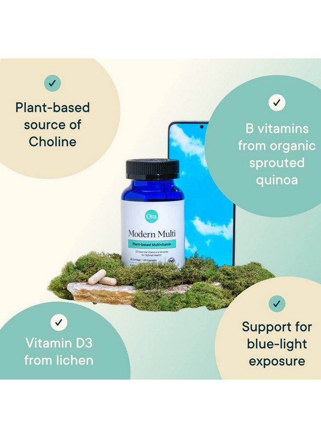 Ora Organic Plant Based Multivitamin for Women and Men, Bluelight Protection - Brain, Eye, Energy, Immune, Skin, Hair, Heart, and Bone Health Support, 60 Vegan Capsules - Image 4