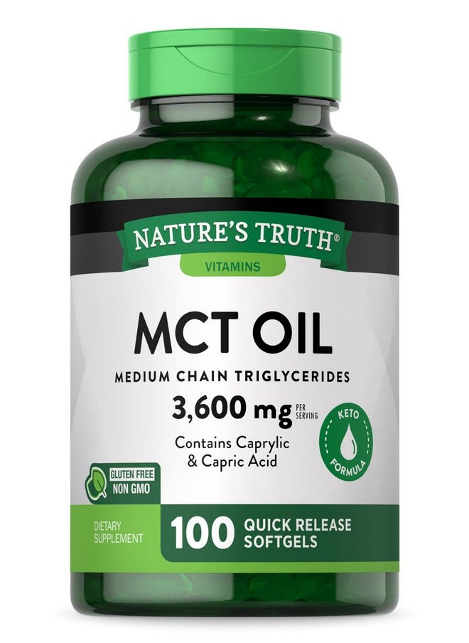 Nature's Truth - Mct Oil Capsules ; 100 Softgels ; Keto Friendly Coconut Oil Pills ; Nongmo Gluten Free - Image 1
