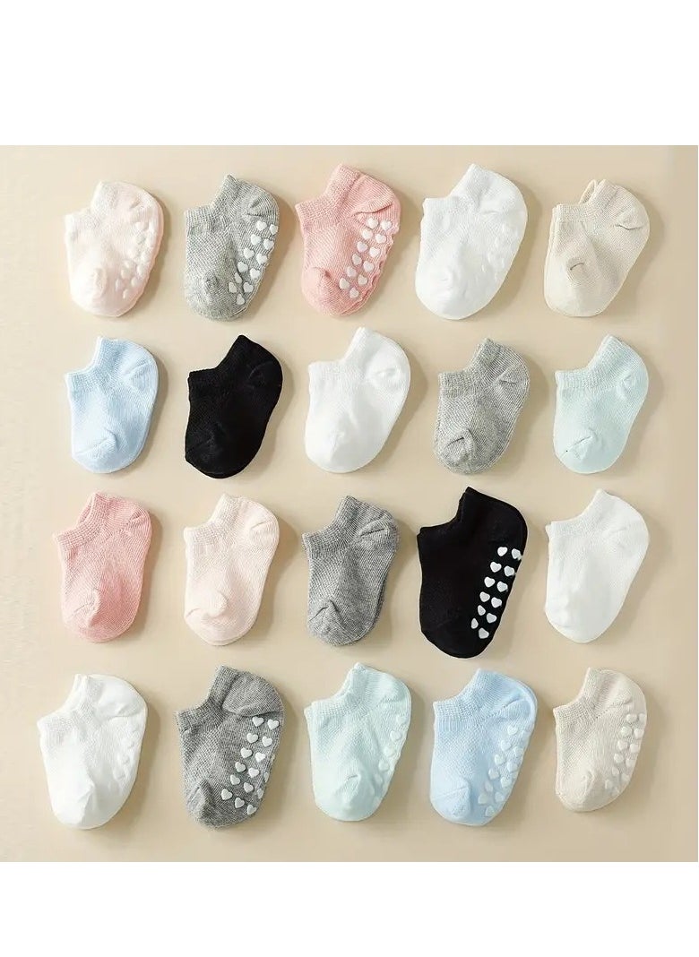 Little tots Kids' ComfyCute Cotton Blend Low-Cut Socks - Soft, Breathable, Elastic, Non-Slip, Thin Mesh Floor Socks for Daily Wearing - Perfect for School, Play, and Everyday Adventures Assorted  - Image 1