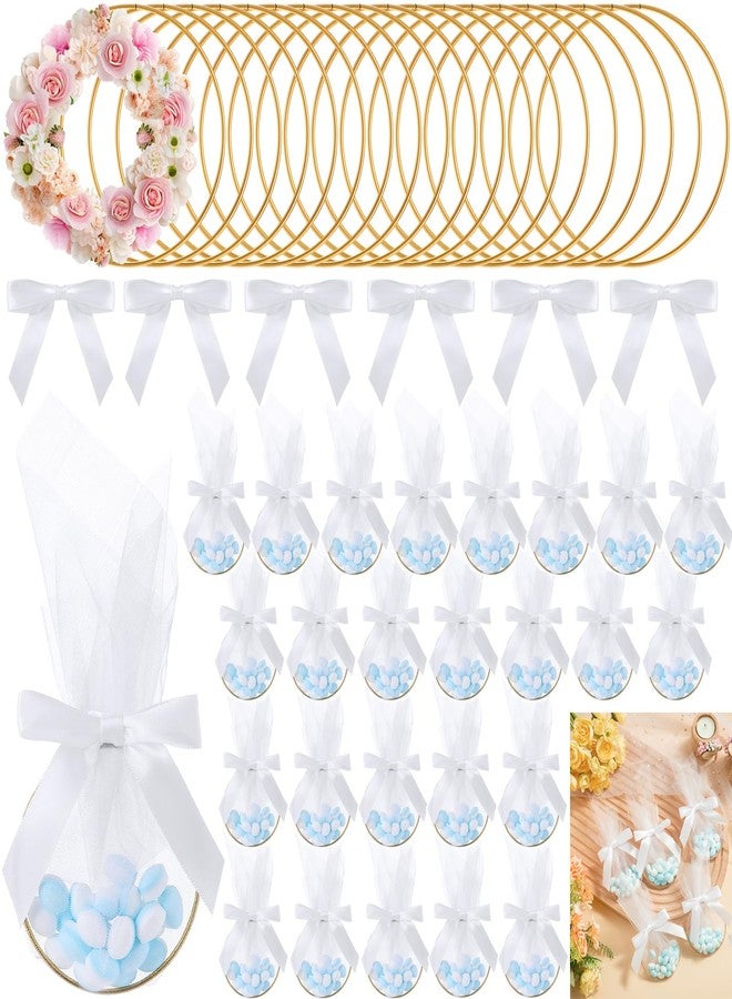 Shimeyao 50 Set Wedding Favors for Guests 3 Inch Metal Rings for Craft Wedding Favors Bags with Ribbon DIY Organza Candy Pouch for Guests Bridal Shower Baby Shower - Image 1