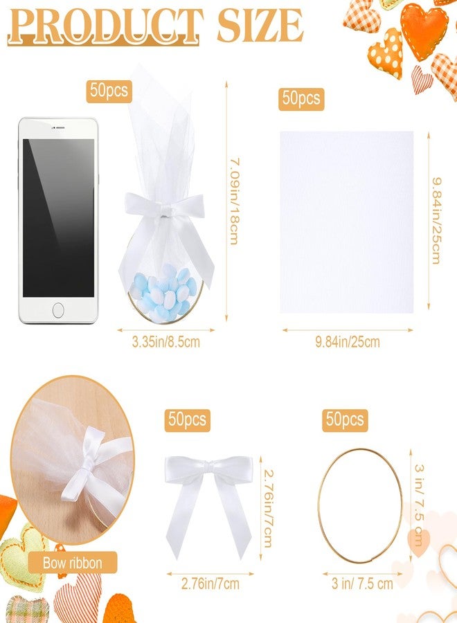 Shimeyao 50 Set Wedding Favors for Guests 3 Inch Metal Rings for Craft Wedding Favors Bags with Ribbon DIY Organza Candy Pouch for Guests Bridal Shower Baby Shower - Image 2