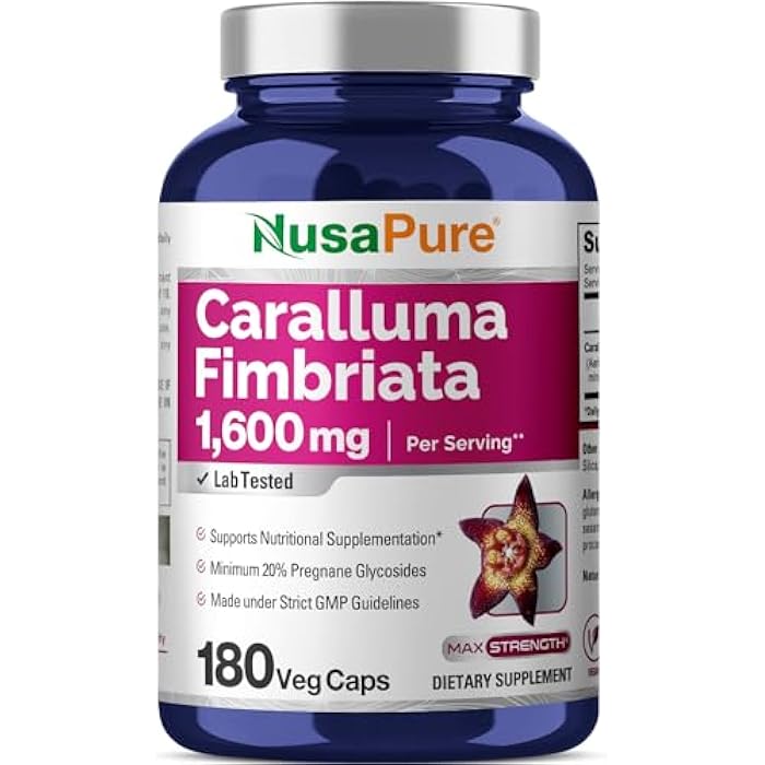 NusaPure Caralluma Fimbriata 1600mg - 180 Veggie Capsules (Non-GMO, Vegan) - Image 1