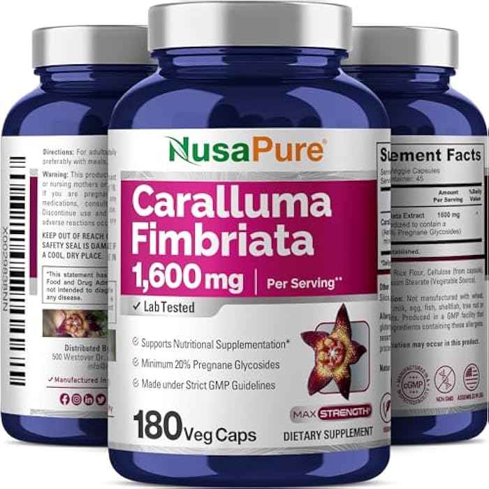 NusaPure Caralluma Fimbriata 1600mg - 180 Veggie Capsules (Non-GMO, Vegan) - Image 5