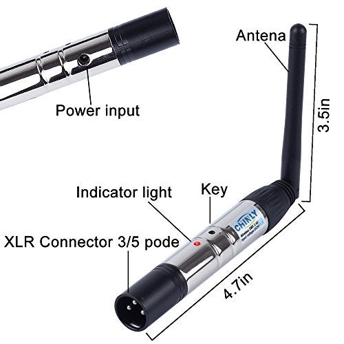 CHINLY 8pcs DMX512 DMX Dfi DJ 2.4G 7 Charging Wireless Receiver Built-in Battery & 1 Transmitter LED Lighting Control for LED Stage Par Party Light - Image 3