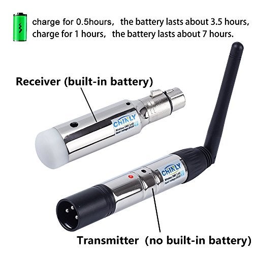 CHINLY 8pcs DMX512 DMX Dfi DJ 2.4G 7 Charging Wireless Receiver Built-in Battery & 1 Transmitter LED Lighting Control for LED Stage Par Party Light - Image 2