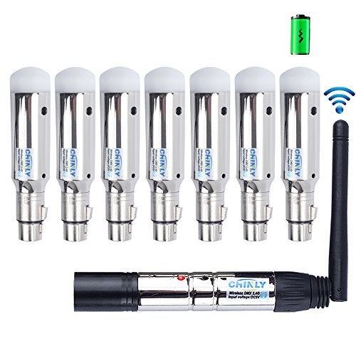 CHINLY 8pcs DMX512 DMX Dfi DJ 2.4G 7 Charging Wireless Receiver Built-in Battery & 1 Transmitter LED Lighting Control for LED Stage Par Party Light - Image 1