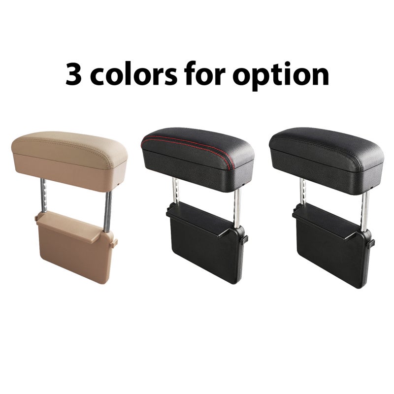 Car Center Console Armrest Extender: Beige PU Leather & ABS Plastic, Adjustable Height Elbow Support, Anti-Clutter Storage Box Support for Long-Distance Driving & Daily Commute - Image 2