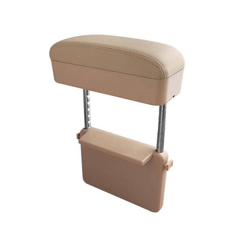 Car Center Console Armrest Extender: Beige PU Leather & ABS Plastic, Adjustable Height Elbow Support, Anti-Clutter Storage Box Support for Long-Distance Driving & Daily Commute - Image 1