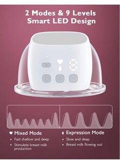 Gonice S9 Pro Wearable Breast Pump, Hands-Free Breast Pump of Longest Battery Life & LED Display, Double Portable Electric Breast Pump with 2 Modes & 9 Levels - 24mm, 2 Pack Gray  - Image 3