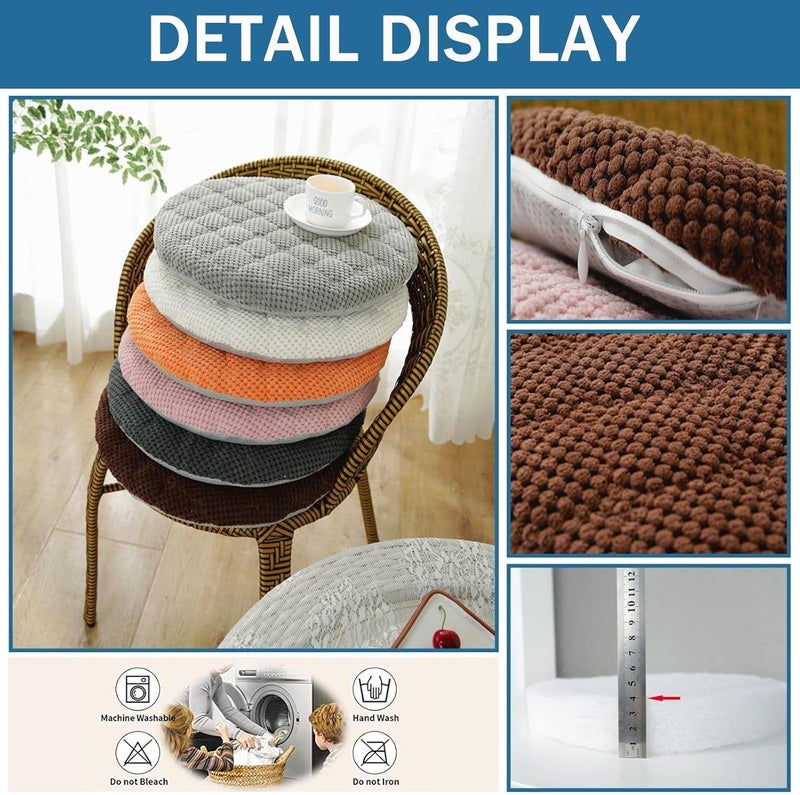 Round Garden Chair Pads, Non Slip Soft Thick Round Chair Pads Seat Cushion, Cushion Dining Chair Bistro Cushion for Indoor/Outdoor Stool Patio Home Dining Room(@1,14in/35cm) - Image 4