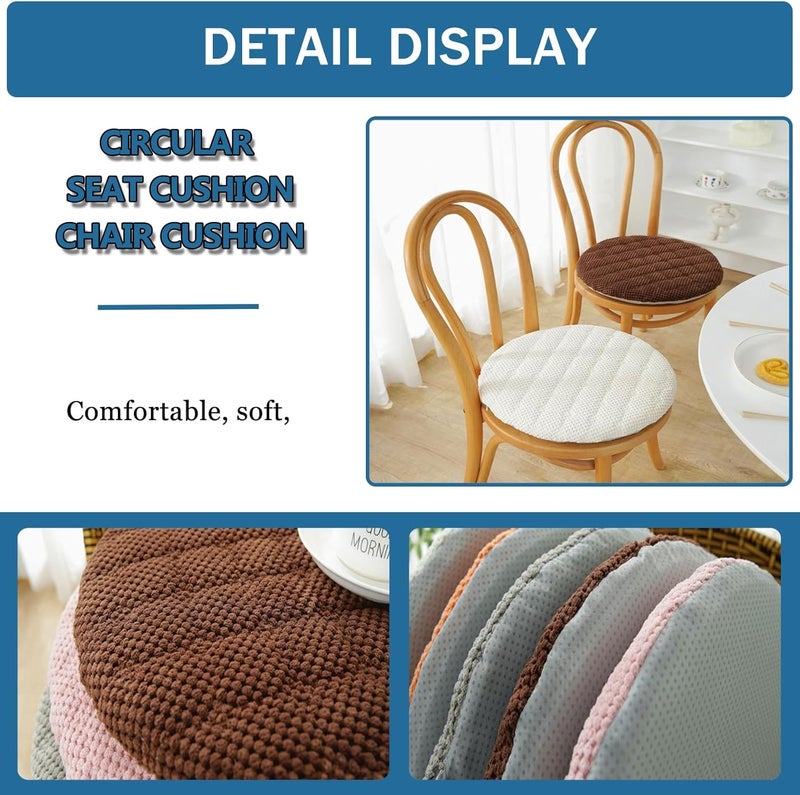Round Garden Chair Pads, Non Slip Soft Thick Round Chair Pads Seat Cushion, Cushion Dining Chair Bistro Cushion for Indoor/Outdoor Stool Patio Home Dining Room(@1,14in/35cm) - Image 3