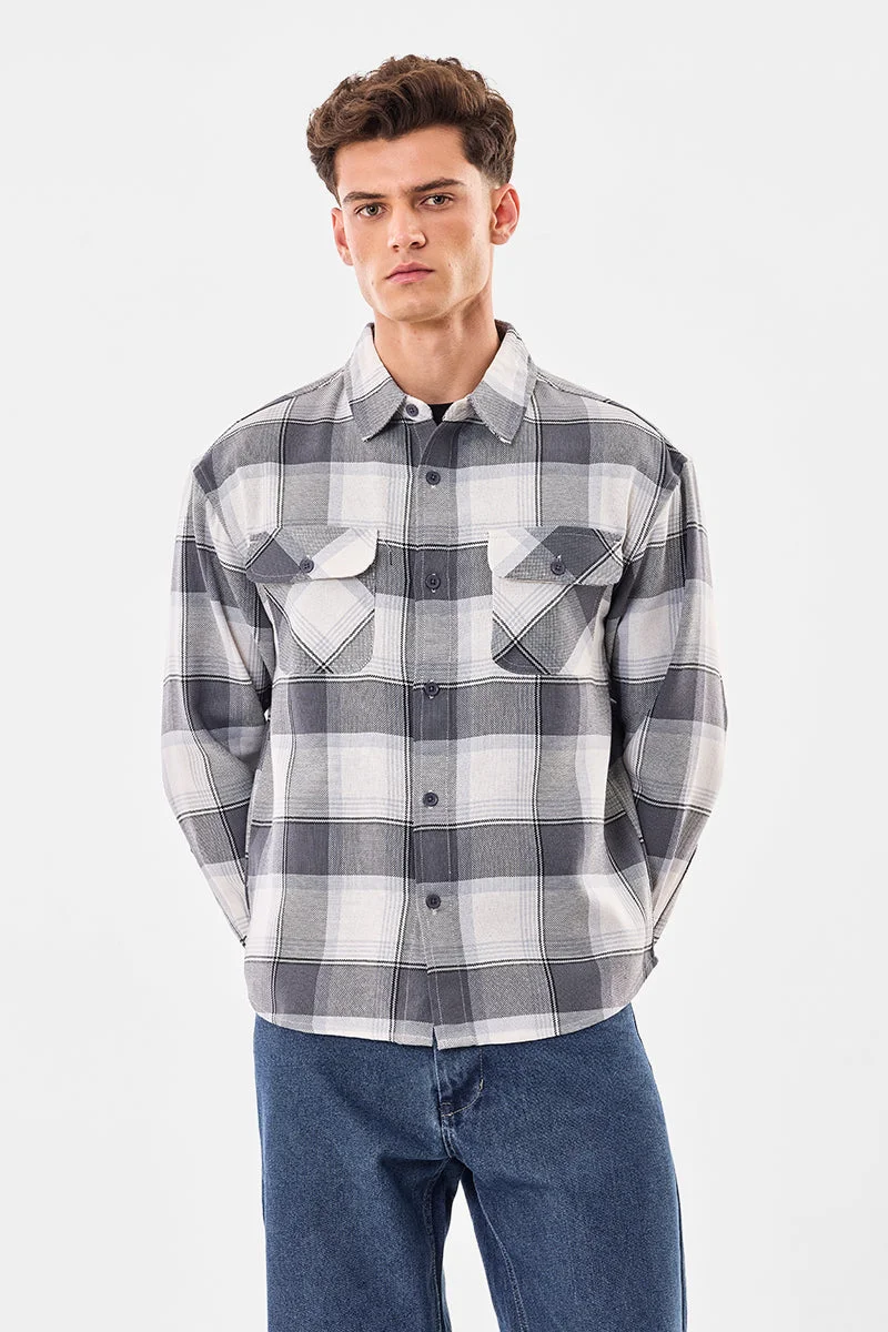SNITCH Double Pocket Relaxed Fit Plaid Overshirt