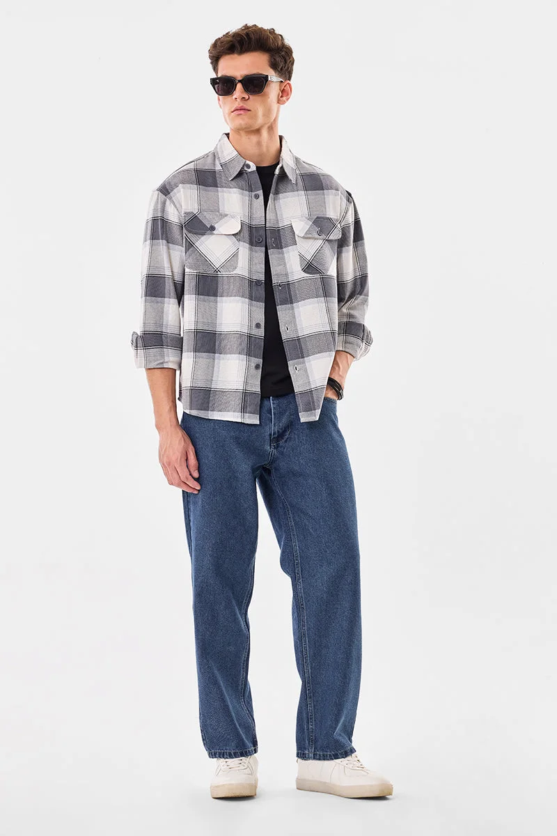 SNITCH Double Pocket Relaxed Fit Plaid Overshirt