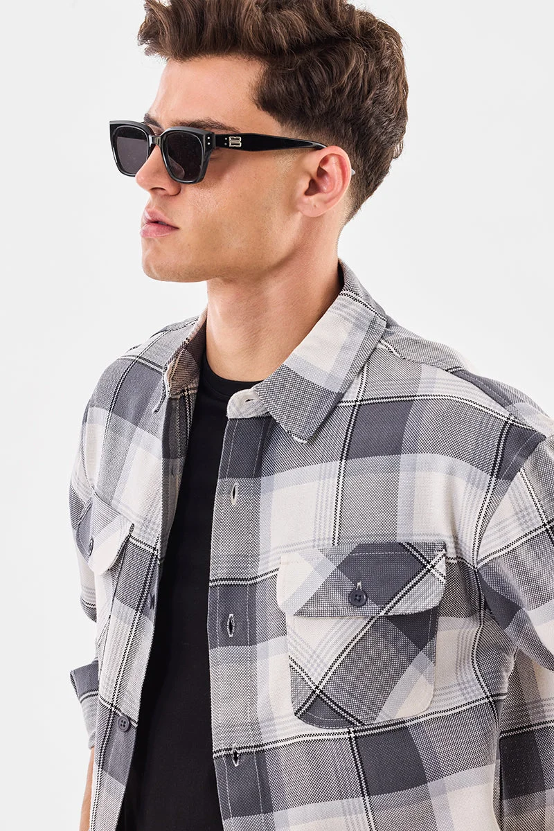 SNITCH Double Pocket Relaxed Fit Plaid Overshirt