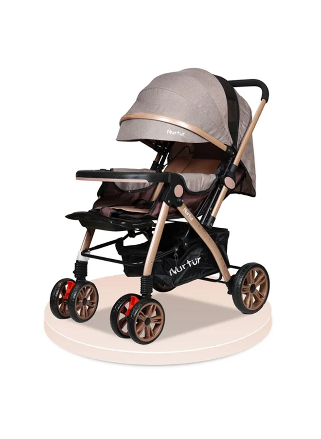 نورتر Wilder Baby Kids Travel Stroller 0 To 3 Years Storage Basket Detachable Food Tray Adjustable Backrest And Canopy Reversible Handle Official Product