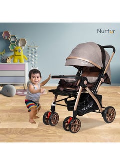Nurtur عربة سفر وايلدر بيبي للأطفال من 0 إلى 3 سنوات، سلة تخزين، صينية طعام قابلة للفصل، مسند ظهر قابل للتعديل ومظلة، مقبض ذو وجهين، منتج رسمي  - Image 4