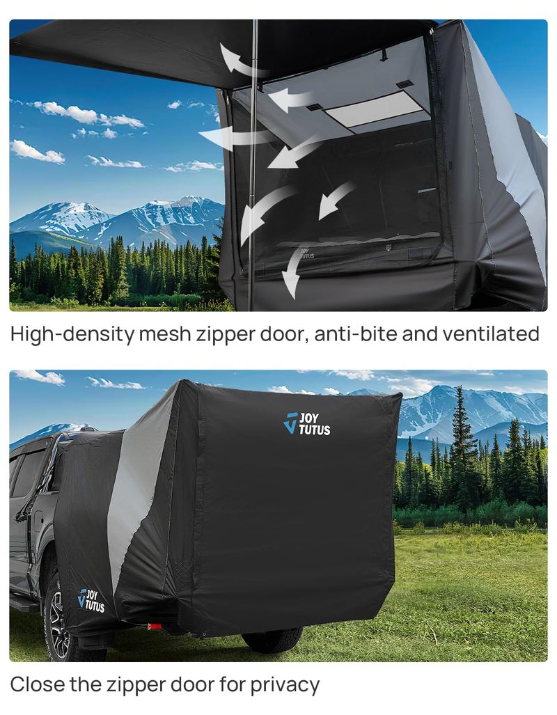 JOYTUTUS Truck Tent with Awning, Truck Bed Tailgate Tent Pickup Camping Tent Canopy (Only Fits Full-Size Truck with Soft Topper or Camper Shell) - Image 4