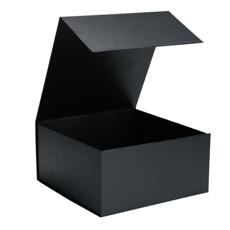 Ditwis 8x8x4 Inches Gift Box with Magnetic Closure Lid, Black Magnetic Box for Wedding, Groomsmen Bridesmaid Proposal, Birthdays, Mother's Day, 1 Pack - Image 1