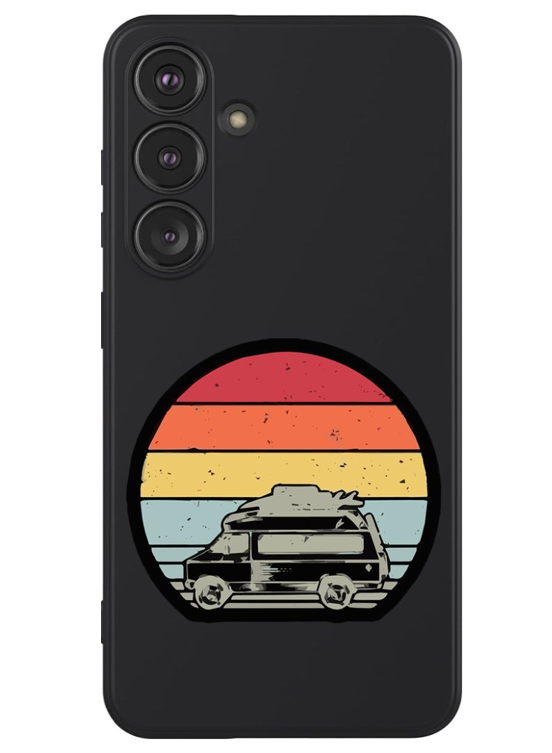 Theodor Protective Slim Fit Case Liquid Silicone Cover with Full Body Protection Anti-Scratch Shockproof Case For Samsung Galaxy S24 (Black) - Car - Image 1