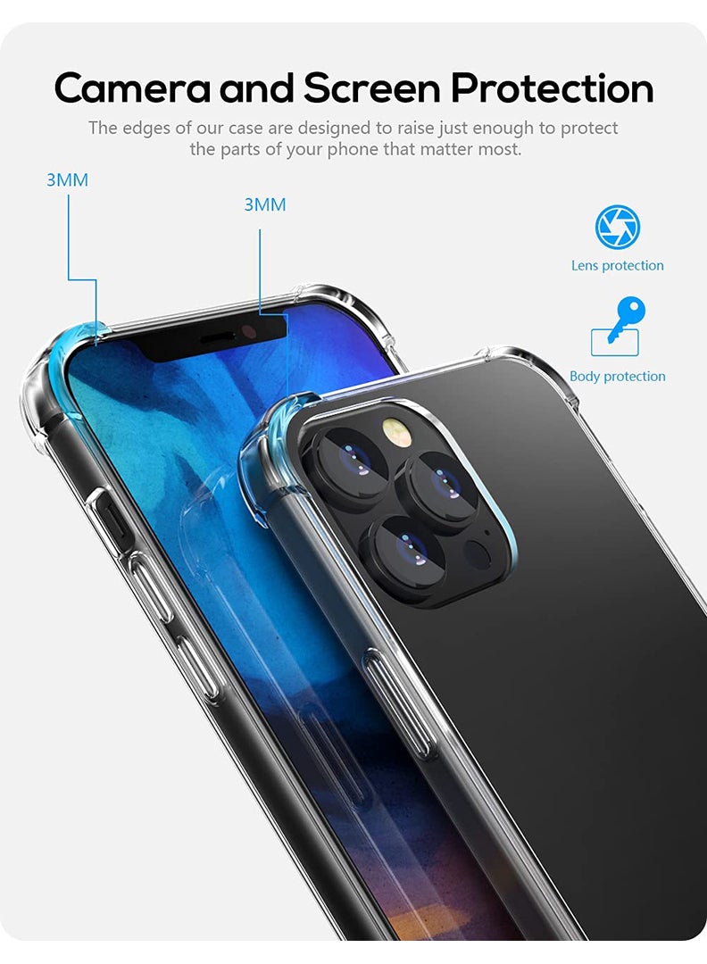 Case Up Apple iPhone 14 Pro Max Clear Case, Shock-Absorption Hard PC Back Cell Phone Cover with Reinforced Corners, Soft Edges TPU Crystal Clear Protective Bumper Case - Image 3