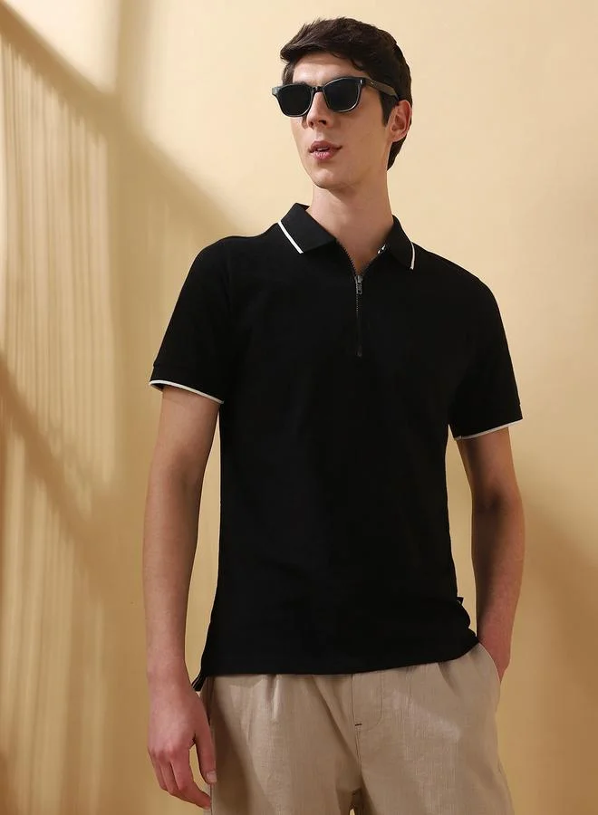 Dennis Lingo Men's Meteorite 100% Cotton Solid Pattern Regular Fit T-Shirt