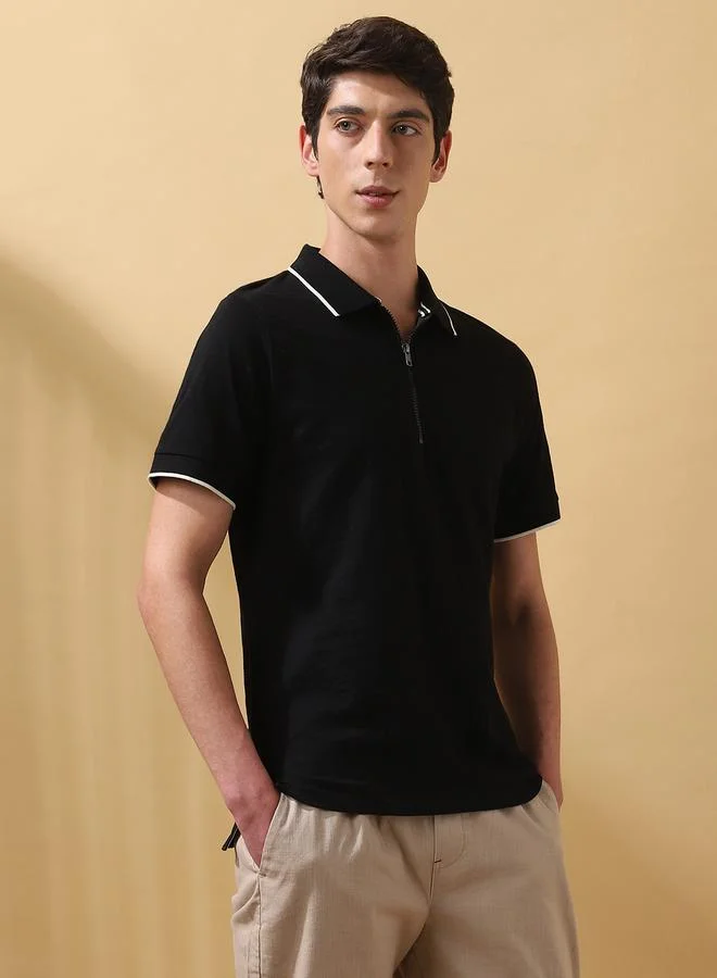 Dennis Lingo Men's Meteorite 100% Cotton Solid Pattern Regular Fit T-Shirt