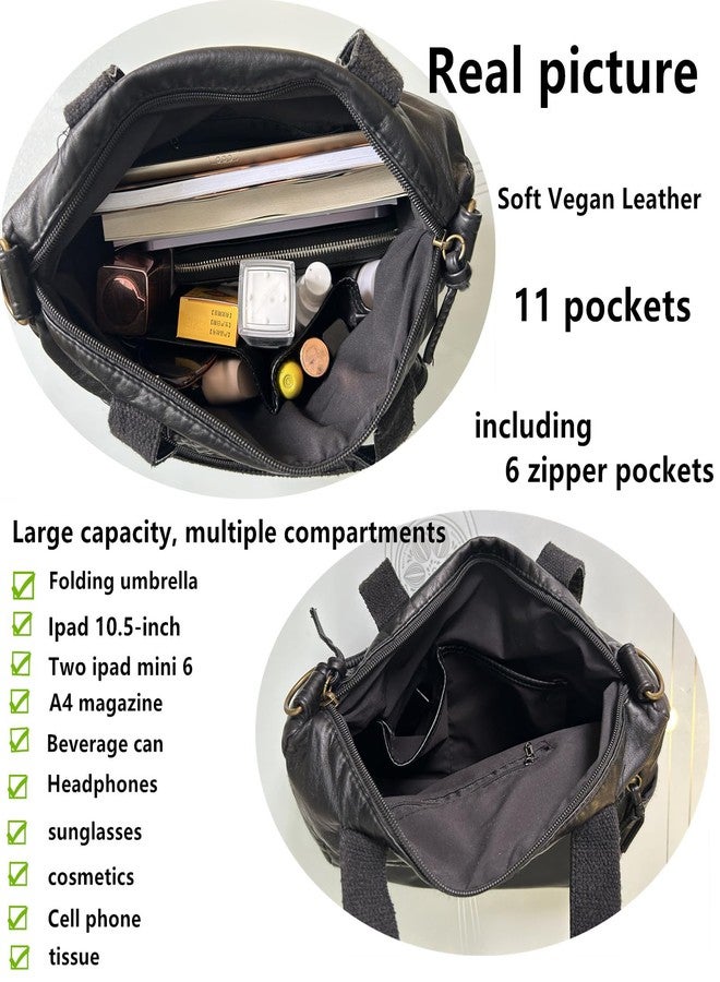PHEVOS Hobo Handbag and Purses for Women,Top Handle Satchel Purse Tote Shoulder Bags Faux Leather for Ladies, Rivet Black - Image 3
