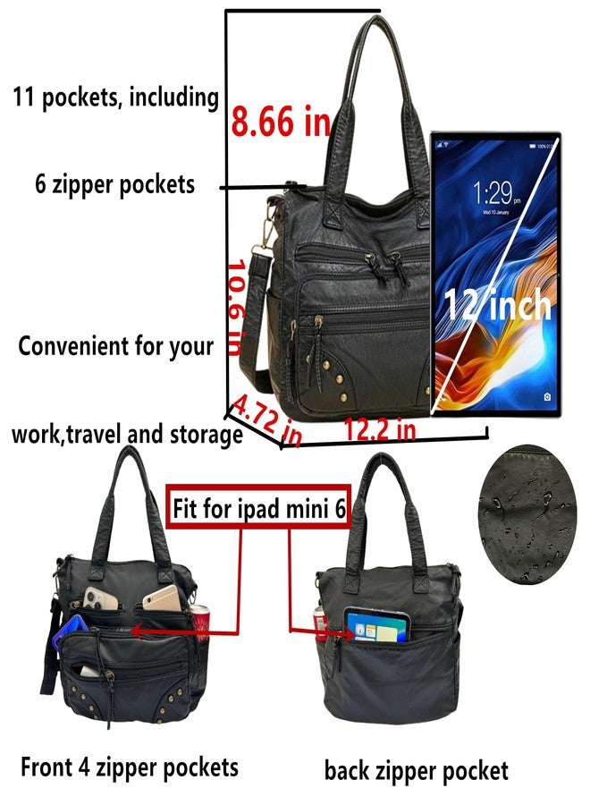 PHEVOS Hobo Handbag and Purses for Women,Top Handle Satchel Purse Tote Shoulder Bags Faux Leather for Ladies, Rivet Black - Image 5