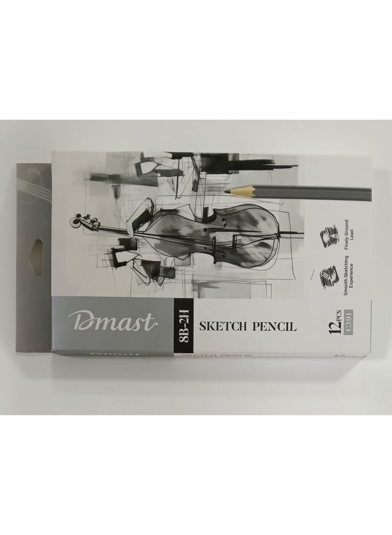 Dmast C391 Sketch Pencil 12 PCS ( 2H, H, F, HB, B, 2B, 3B, 4B, 5B, 6B, 7B, 8B) - Image 1