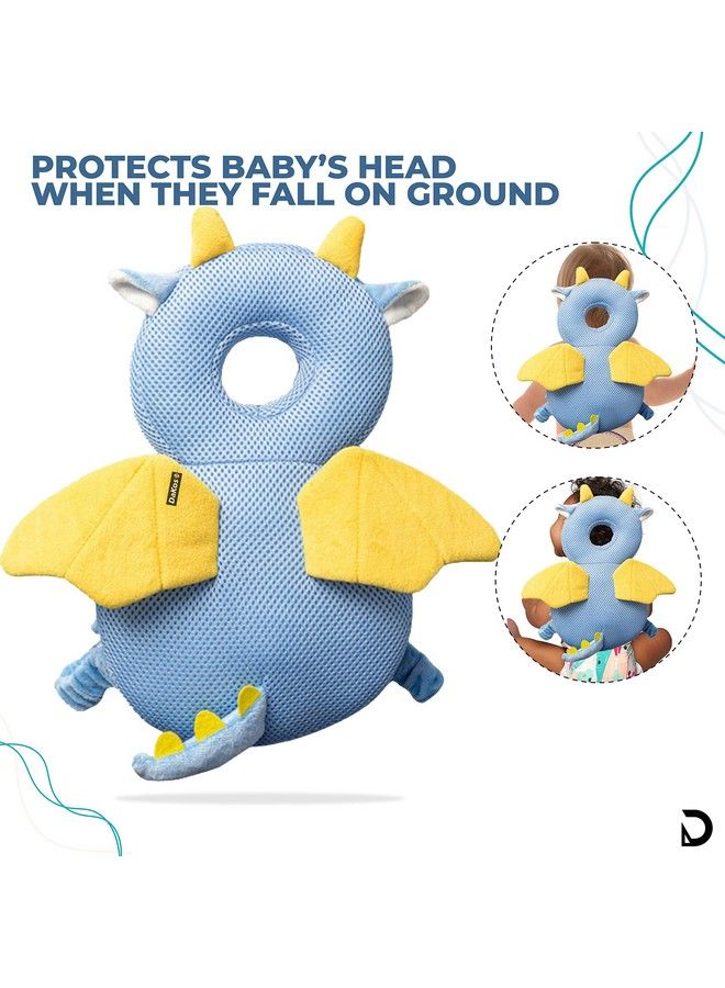 DaKos Baby Head Protector Baby Head Protector For Crawling Baby Head Protector Cushion Baby Head Neck Back Protector With Horizontal Safety Belt (Dragon) - Image 4