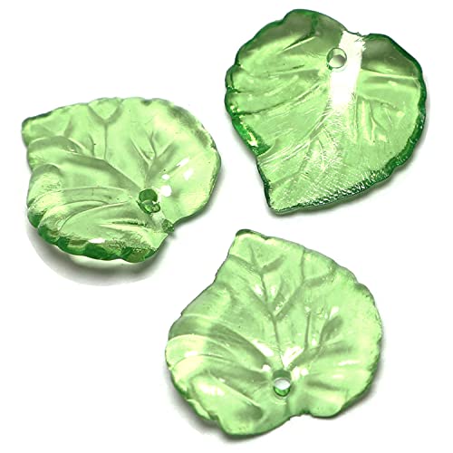 SQXBK Leaf Pendant 100PCS 15x15x2mm Green Transparent Frosted Acrylic Leaf Shape Bead Charms with Hole for Snap Necklace Bracelet Jewelry Making DIY Craft - Image 2