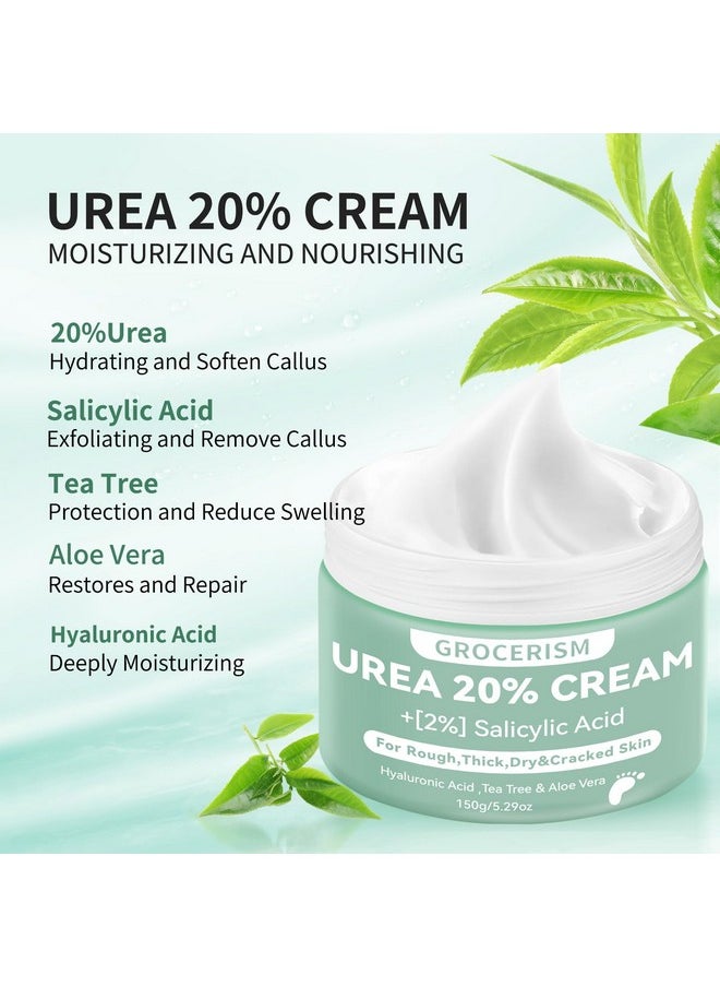 Grocerism - 2 Packs Urea Cream 20% Plus 2% Salicylic Acid 5.3Oz || Foot Cream Maximum Strength With Hyaluronic Acid, Tea Tree And Aloe Vera For Deep Moisturizes, Callus Remover And Soften - Image 1