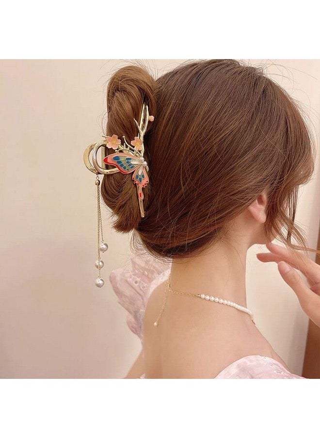STAR WORK - 1 Pcs Big Fancy Metal Nonslip Hair Clip Large Jaw Clips For Women Thin Thick Curly Hair Pearl Hair Clips Sparkly Hold Hair Jaw Clips Cute (Queen Red) - Image 1