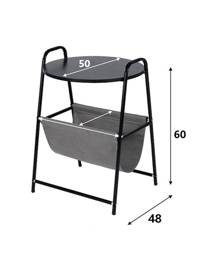 XiuWoo Bedside Table, Side Table, Bedside Tables with storage bag, Modern Industrial Design Wooden Effect End Table, Suitable for study, living room, bedroom - Image 2