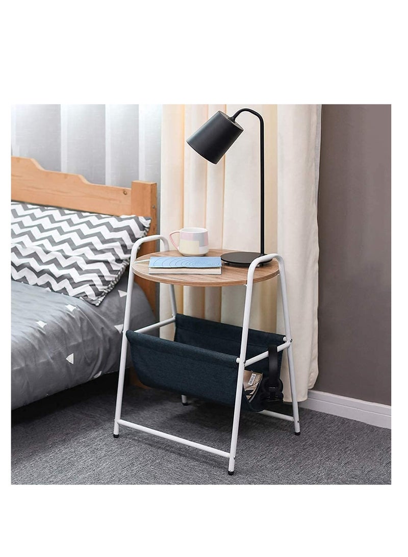 XiuWoo Bedside Table, Side Table, Bedside Tables with storage bag, Modern Industrial Design Wooden Effect End Table, Suitable for study, living room, bedroom - Image 3