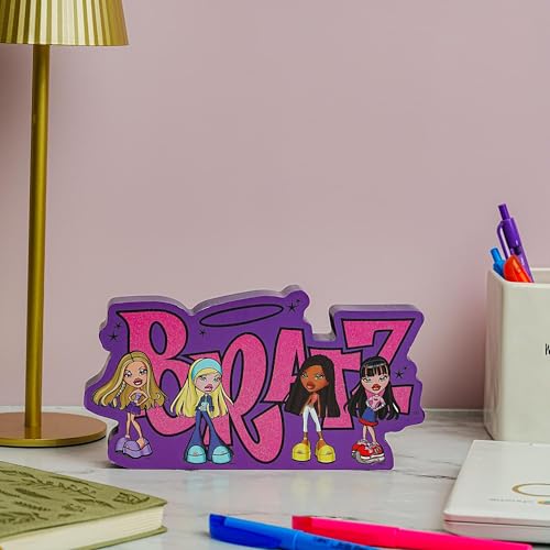 Silver Buffalo Bratz Glitter Large Die-Cut MDF Box Wall Sign Featuring Cloe, Jade, Yasmin, and Sasha, 8.46” x 1.18” x 4.45” - Image 2