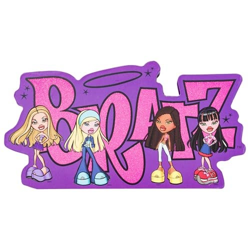 Silver Buffalo Bratz Glitter Large Die-Cut MDF Box Wall Sign Featuring Cloe, Jade, Yasmin, and Sasha, 8.46” x 1.18” x 4.45” - Image 1