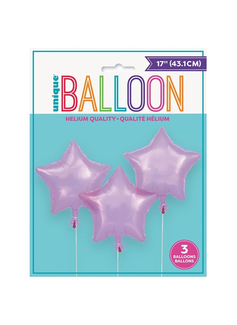 Unique Star Balloons Light Pink Foil 43 cm 3-Pack - Image 2