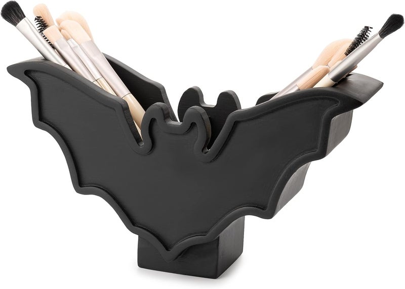 Gute GUTE Bat Makeup Brush Holder - 7" L x 5" H - Vanity Desk & Office Organizer - Pen & Brush Holder, Goth Decor 