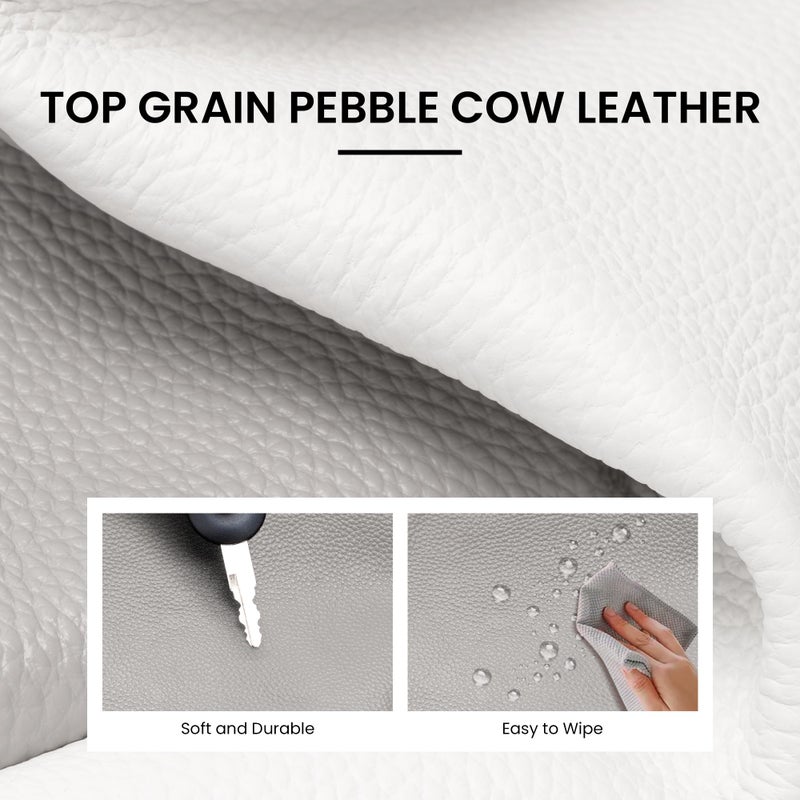 befen Genuine Leather Slouchy Hobo Purses for Women, Casual Hobo Bags Real Top Grain Leather Tote Handbags Women's White-Gray Shoulder Satchel for Shopping, Outing, Travel - Image 4