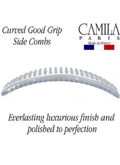 CAMILA Paris Cp2911 French Side Combs Large 2 Pack Curved Clear Flexible Decorative Hair Combs Strong Hold Hair Comb Clips For Women No Slip Styling Girls Hair Accessories Made In France  - Image 4