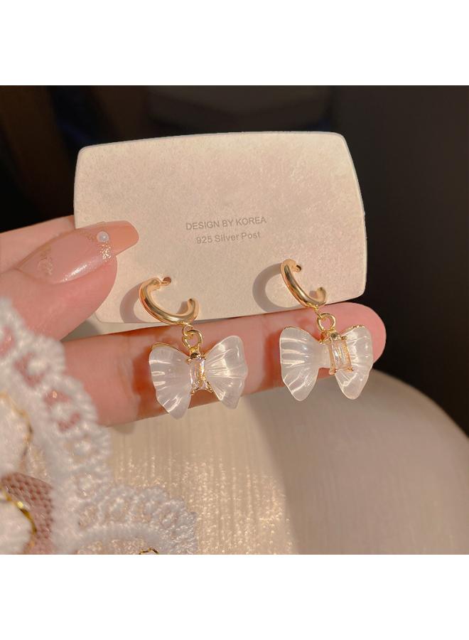 925 Silver Needle Opal Earrings High-grade Earrings Retro Elegant Internet Celebrity Simple French Earrings Diamond-embedded Earrings 